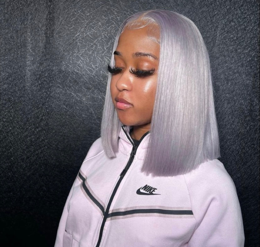 14 Inch Grey Bob Frontal